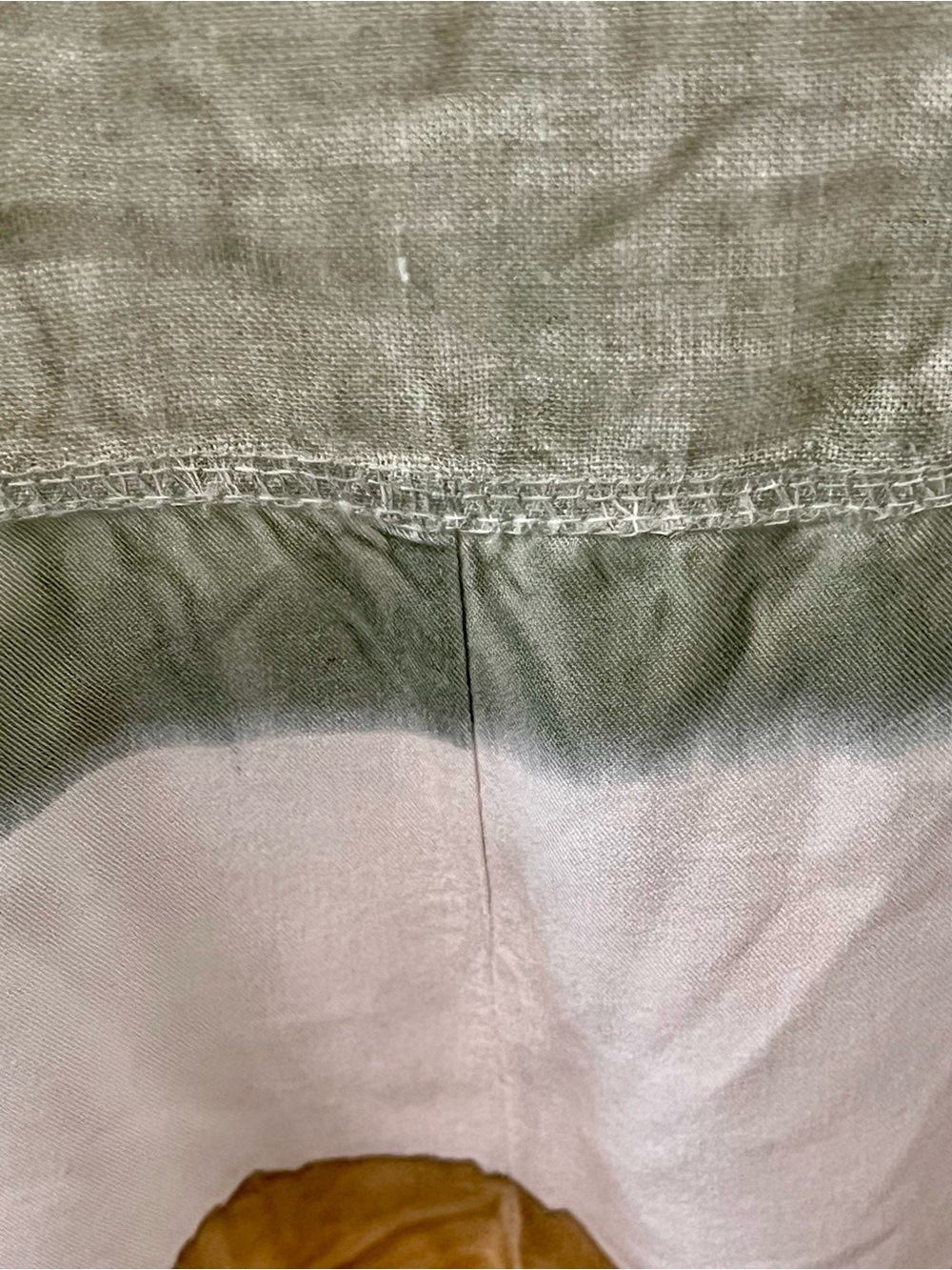Relaxed Colorblock Linen Blend Top in Tan White Sage Euro Lagenlook made in 🇮🇹 M - Picture 10 of 11